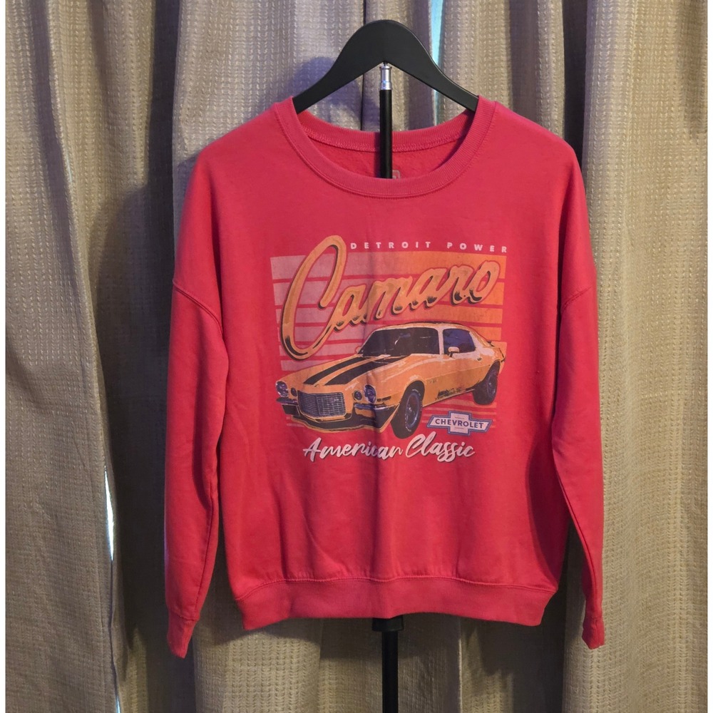 GM Chevrolet Camaro American Classic Graphic Sweatshirt Womens Size Medium Pink
